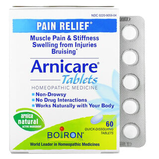 Boiron, Arnicare, обезболивание, 60 быстрорастворимых таблеток