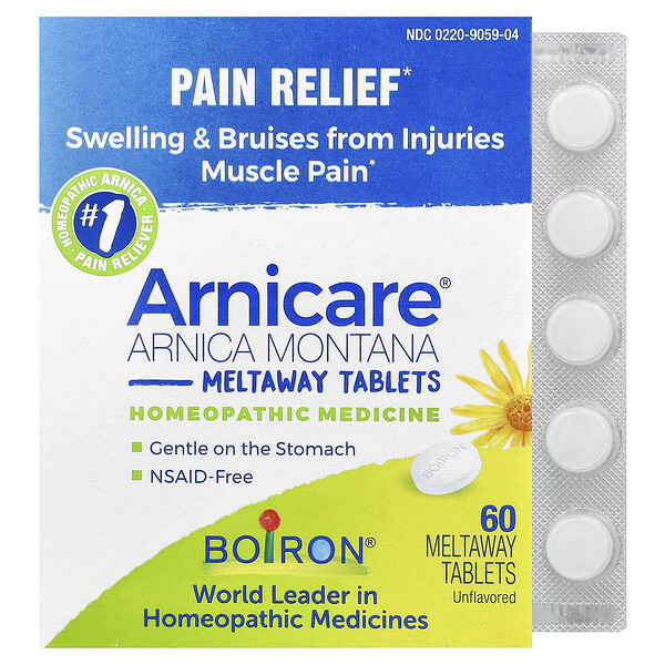 Boiron Arnicare®, Arnica Montana Meltaway Tablets, Unflavored, 60 Meltaway Tablets