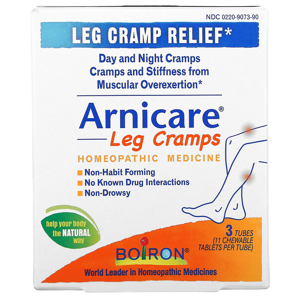 Boiron‏, Arnicare Leg Cramps, Leg Cramp Relief, 3 Tubes, 11 Chewable Tablets Per Tube