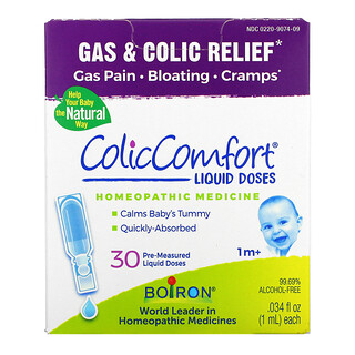 Boiron, ColicComfort، لعلاج الغازات والمغص، للأطفال من عمر شهر واحد فأكثر، 30 جرعة، .034 أونصة سائلة لكل منها