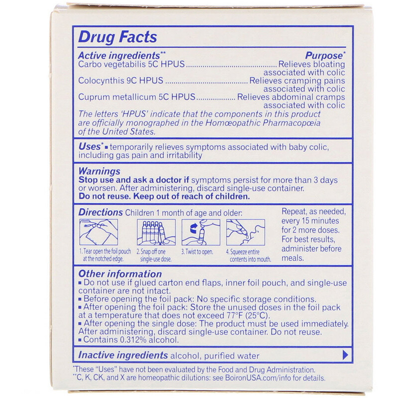 Boiron, ColicComfort, Colic & Gas Relief, 30 Doses, .034 fl oz Each ...