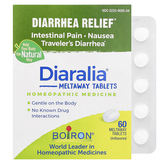 Boiron, Diaralia®, Alivio para la diarrea, Sin sabor, 60 comprimidos que se disuelven