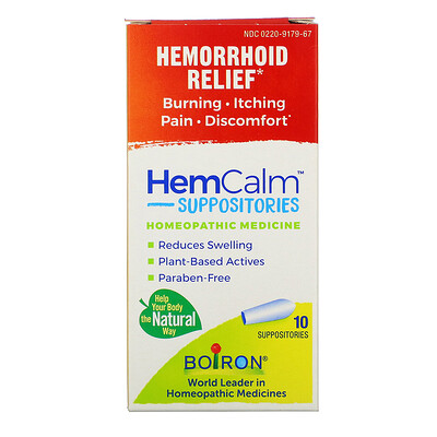 

Boiron HemCalm Suppositories, Hemorrhoid Relief, 10 Suppositories