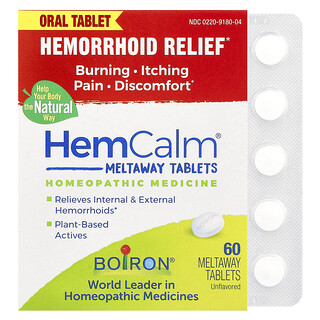Boiron, HemCalm®, без добавок, 60 таблеток Meltaway