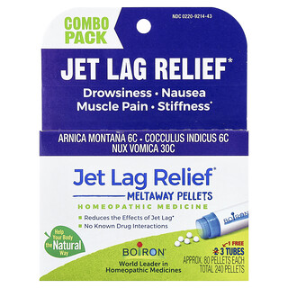 Boiron, Jet Lag Relief, Meltaway pellet, kombinált csomag, 3 cső, egyenként 80 pellet