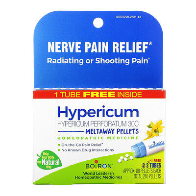 

Boiron Hypericum Nerve Pain Relief Meltaway Pellets 30C 3 Tubes 80 Pellets Each