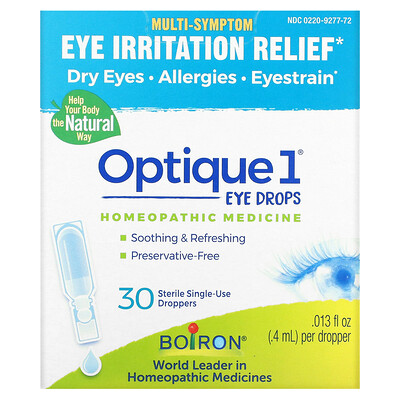 Boiron Optique 1 глазные капли для снятия раздражения 30 стерильных одноразовых пакетиков с пипеткой по 0 4 мл (0 013 жидк. унции)