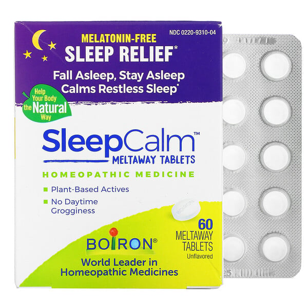 Boiron, Sleep Calm（スリープカーム）メルトアウェイタブレット、プレーン、メルトアウェイタブレット60粒