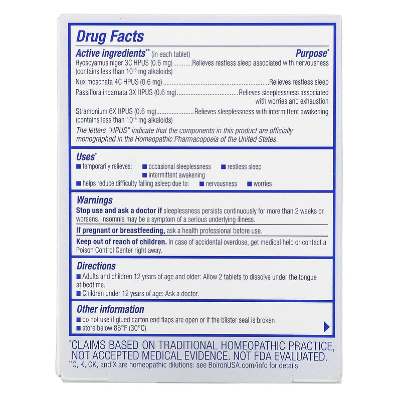 Boiron, Sleep Calm Meltaway Tablets, Unflavored , 60 Meltaway Tablets ...