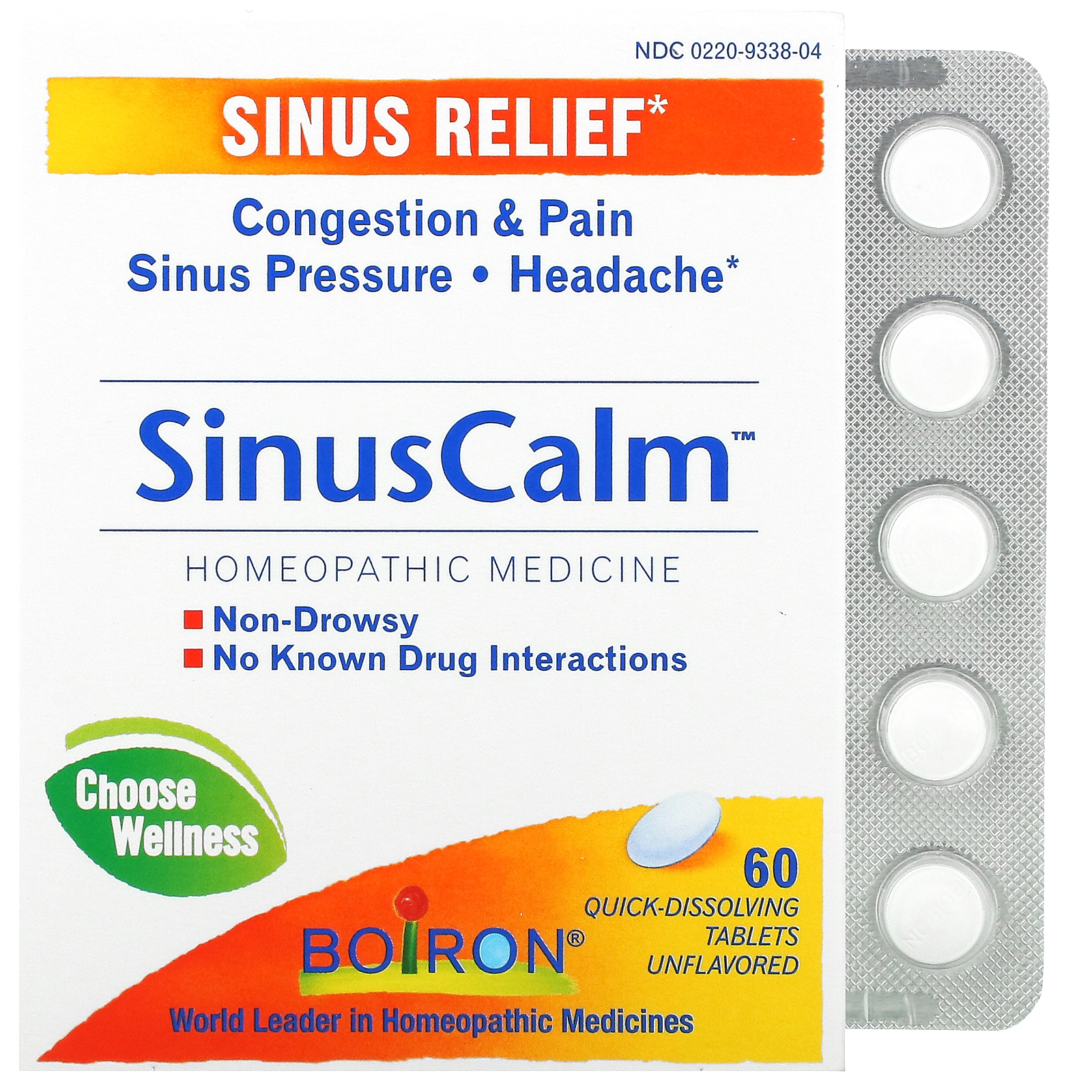 Boiron Sinuscalm Sinus Relief Unflavored 60 Quick Dissolving Tablets Iherb