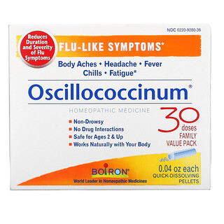 Boiron, Oscillococcinum, 유사 독감 증상 완화, 만 2세 이상, 빠른 용해 펠릿 30정, 정당 0.04oz