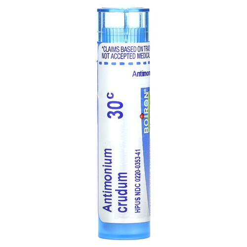 보이론 Boiron, 안티모늄 크루덤, 30C, 소화 불량 완화, 펠릿 80개