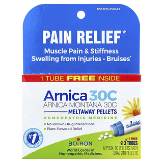 Boiron, Arnica montana, 30C, Alivio muscular, 3 tubos, Aprox. 80 gránulos cada uno.