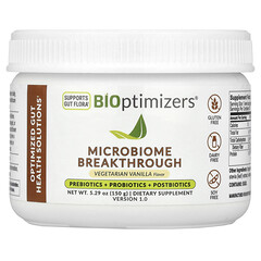 Microbiome Breakthrough, пребіотики, пробіотики й постбіотики, вегетаріанська ваніль, 150 г (5,29 унції)