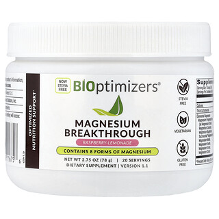 BIOptimizers, Magnesium Breakthrough, Raspberry-Lemonade, 2.75 oz (78 g)