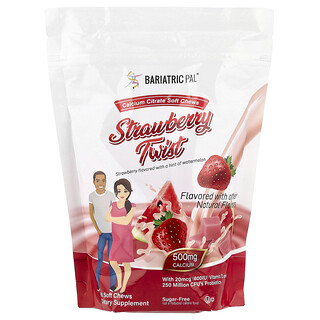 BariatricPal, Kalsium Sitrat Kunyah Lembut, Strawberi Twist, 90 Kunyah Lembut