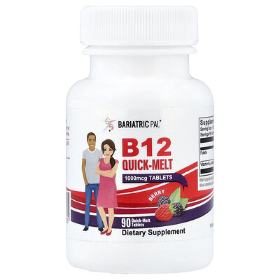 BariatricPal, Vitamina B12 de fusión rápida, Bayas, 90 comprimidos de fusión rápida