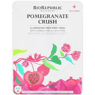 BioRepublic Skincare, Pomegranate Crush, тканевая маска с гранатом для сияния, 1 шт., 18 мл (0,63 унции)