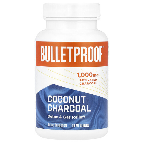 Bulletproof Coconut Charcoal, Detox & Gas Relief, 90 Veg Capsules (500 mg per Capsule)