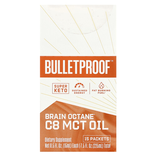 BulletProof, Brain Octane® C8 MCT Oil, C8 MCT-Öl, 15 Päckchen, je 15 ml (0,5 fl. oz.).