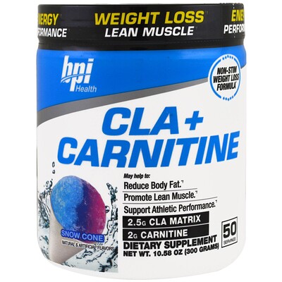 BPI Sports CLA + карнитин, снежный конус, 300 г (10,58 унций)