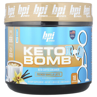 BPI Sports, Keto Bomb™, Keto Coffee Creamer, French Vanilla Latte, 1 lbs 0.5 oz (468 g)