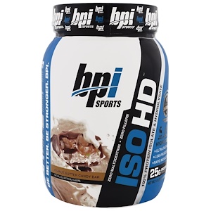 BPI Sports, ISO HD, 100%-ный изолят и гидролизата белка, сладкий батончик с арахисовым маслом, 1,8 фунта (816 г)