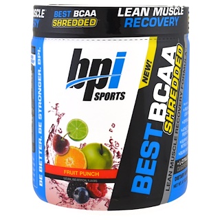 BPI Sports, Лучшие измельченные аминокислоты с разветвленной цепью, формула восстановления сухой мышечной массы, фруктовый пунш, 9,7 унций (275 г)