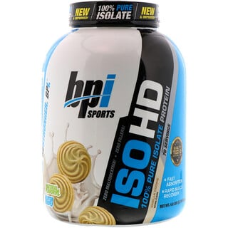 BPI Sports, ISO HD, 100% proteína pura aislada, Galletita de vainilla, 4.8 lbs (2170 g)