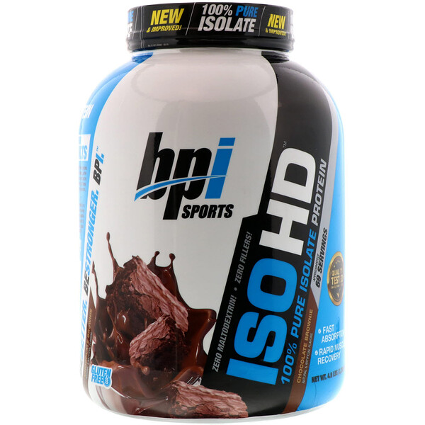 BPI Sports, ISO HD, 全 Pure Isolate Protein, Chocolate Brownie, 4.9 lbs (2208 g)