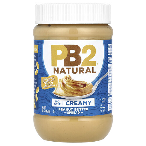 Pb2 Foods Natural Peanut Butter Spread, Creamy, 16 oz (454 g)
