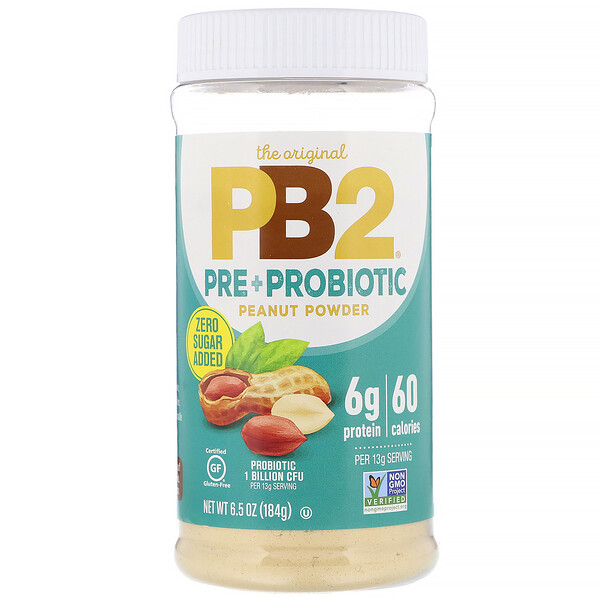 PB2 Foods‏, The Original PB2, חמאת בוטנים באבקה עם פרה + פרו-ביוטיקה, מכיל 184 גרם (6.5 אונקיות)