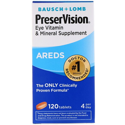 Bausch & Lomb PreserVision, AREDS, 120 Tablets