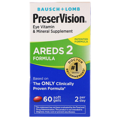 Bausch & Lomb PreserVision, AREDS 2 Formula, 60 мягких таблеток
