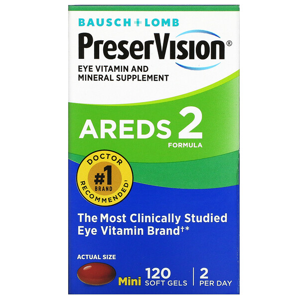 視力健康幫助維生素礦物質補充劑，120 粒軟凝膠