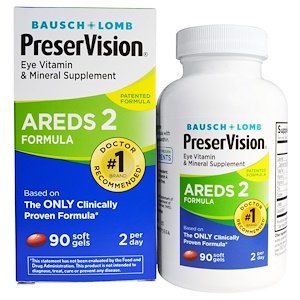 Bausch & Lomb PreserVision, Формула AREDS 2, 90 мягких желатиновых капсул