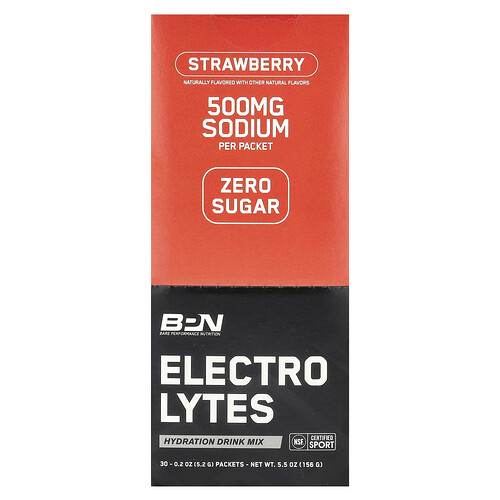 BPN, Electrolytes, Hydration Drink Mix, Strawberry, 30 Packets, 0.2 oz (5.2 g) Each
