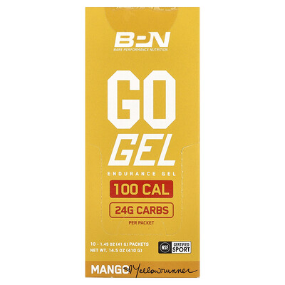 Product Image for BPN, Go Gel, Endurance Gel, Mango, 10 Packets, 1.45 oz (41 g) Each