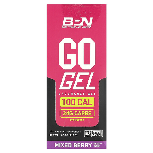 Bpn Go Gel, Endurance Gel, Mixed Berry, 10 Packets, 1.45 oz (41 g) Each