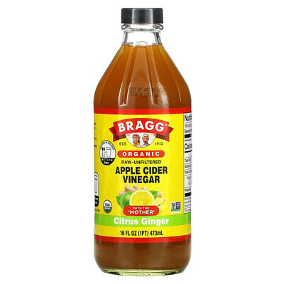 Купить Bragg Organic, Apple Cider Vinegar, Citrus Ginger, 16 fl oz (473 ml)