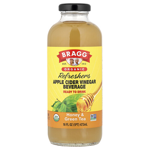 Bragg, Bio-Apfelessig-Erfrischungsmittel, Getränk, Honig & grüner Tee, 473 ml