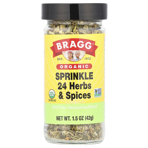 Bragg Organic, Sprinkle 24 Herbs & Spices, Salt-Free Seasoning Blend , 1.5 oz (42 g)