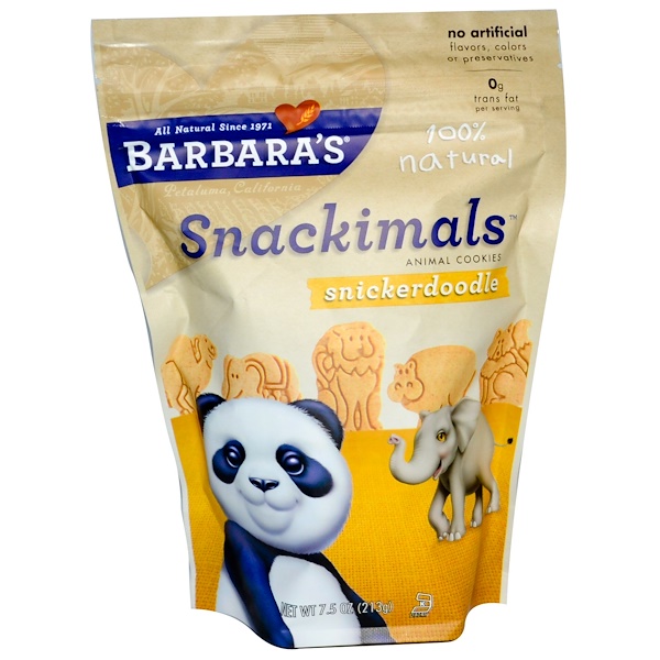 Barbara's Bakery, Snackimals, печенье в виде животных, Snickerdoodle 7.5 унции (213 г) (Discontinued Item) 