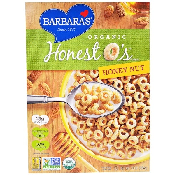Barbara's Bakery, Organic, злаковые колечки Honest O's, мед с орехом, 10 унций (284 г)