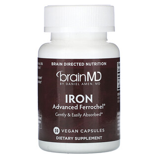 BrainMD, Hierro, 30 cápsulas veganas (25 mg por cápsula)