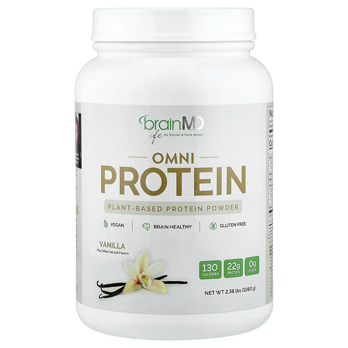 BrainMD, Omni Protein, Plant-Based Protein Powder, Vanilla, 2.38 lbs (1,080 g)