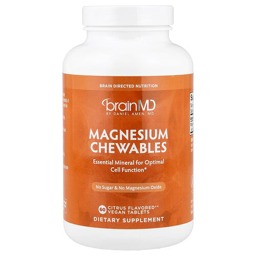 BrainMD, Magnesium Chewables, Citrus, 60 Vegan Tablets (150 mg per Tablet)