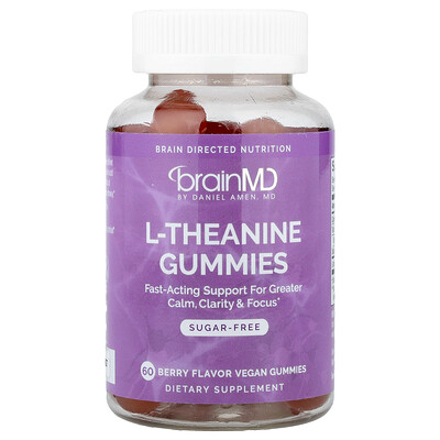 BrainMD, Gomitas con L-teanina, Baya, 60 gomitas veganas (100 mg por gomita)