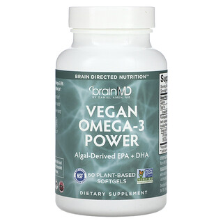 BrainMD, El poder de los omega-3 veganos, 60 cápsulas blandas de origen vegetal
