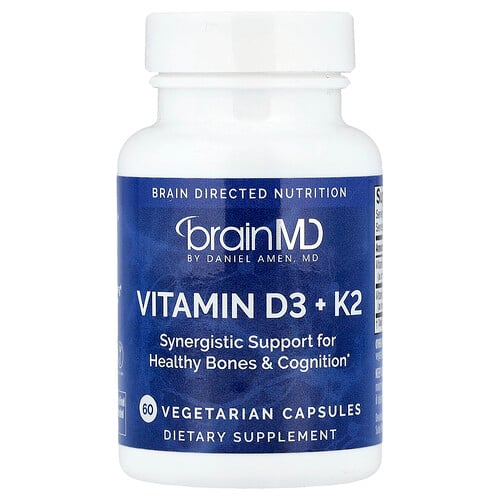 BrainMD, Vitamin D3 + K2, 60 Vegetarian Capsules